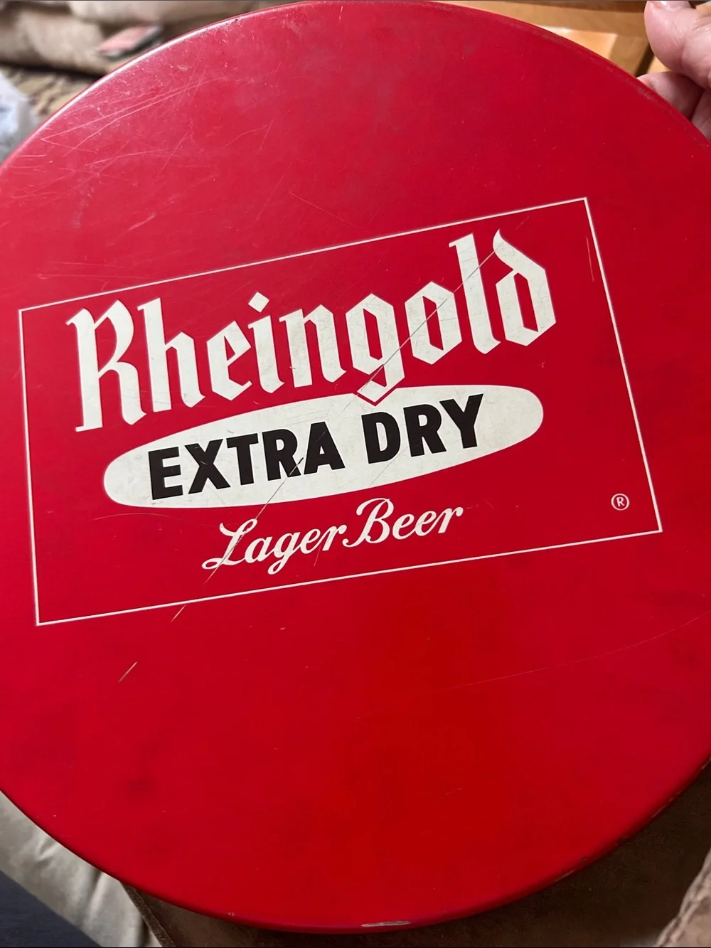 Extra Dry Lager Beer Metal Serving Tray - Red and White